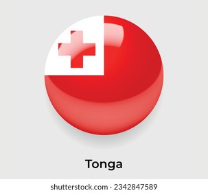 Tonga glänzende nationale Flaggenblase, runde Form Symbol, Vektorgrafik-Glas
