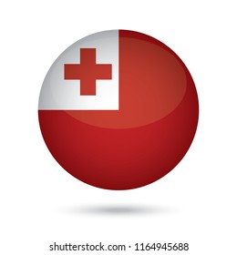 Tonga glossy round button. Vector Illustration EPS10.