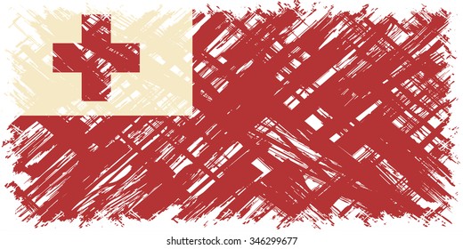 Tonga grunge flag. Vector illustration. Grunge effect can be cleaned easily.