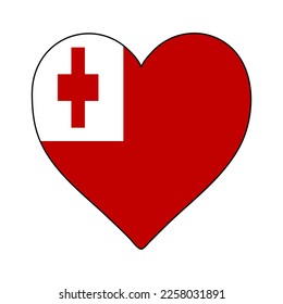Tonga Heart Shape Flag. Liebe Tonga. Besuchen Sie Tonga Vector Illustration Graphic Design.