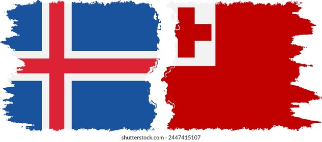 Tonga e Islandia grunge banderas conexión, Vector