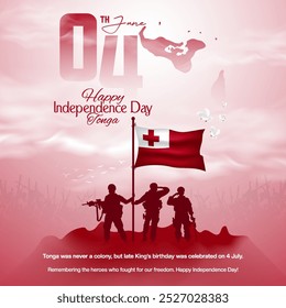Tonga Independence Day celebration greeting card design for social media post
