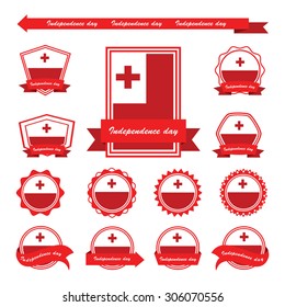 tonga independence day flags infographic design