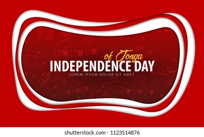Tonga. Independence day greeting card. Paper cut style