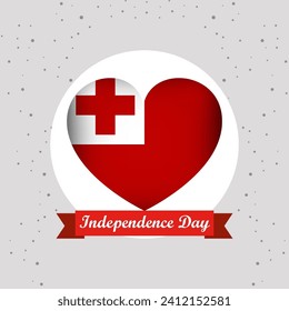 Tonga Independence Day With Heart Emblem Design