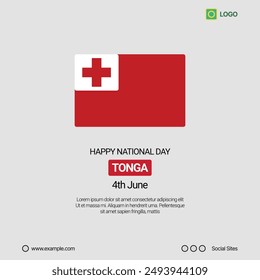 Tonga Independence Day Social Media Banner, Editable Vector Design with Flag