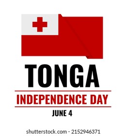Tonga Independence Day typography poster. Holiday celebrated on June 4. Vector template for banner, postcard, flyer, etc.