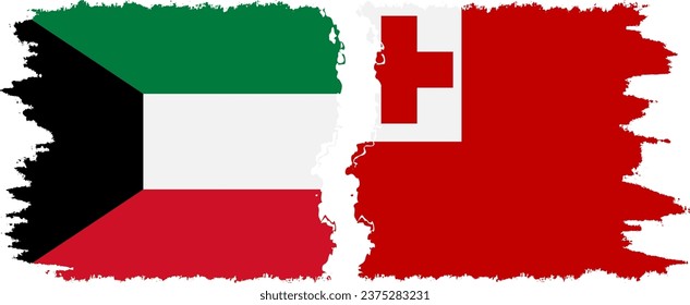 Conexión de banderas de tonga y Kuwait, vector