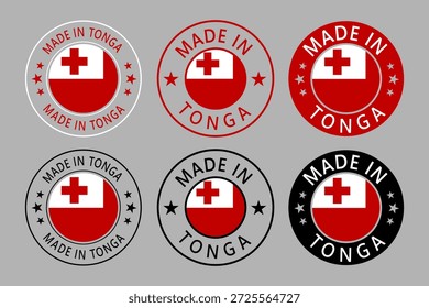 Tonga Feito em Carimbo em círculo com bandeira Modelo vetor no fundo branco