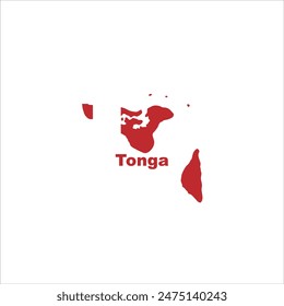 Tonga mapa y colores de la bandera diseño sobre fondo blanco