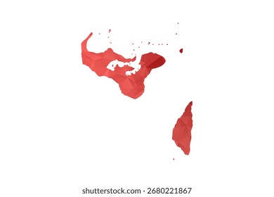 Mapa de Tonga - Ilustração de vetor estilo polígono em gradiente vermelho, baixo projeto geométrico poly, isolado no fundo branco, perfeito para infográficos, relatórios e materiais educacionais.
