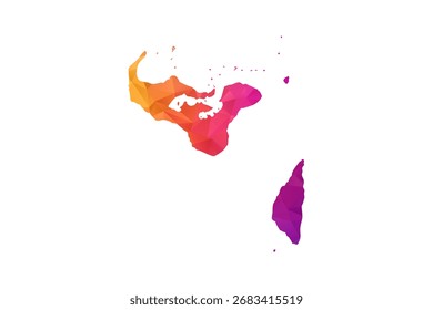Tonga Map - Polygon Style Vector Illustration in Orange and Pink Gradient, Low Poly Geometric Design, Isolated on White Background for Infographics and Education.