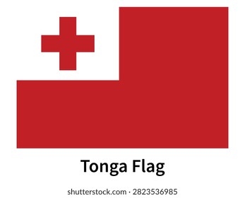 Tonga National Flag Collection Set with Rectangle, Waving, Square and Circle Shapes Isolated on White Background Vector Illustration