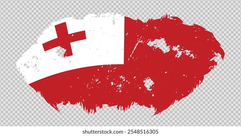 Bandera nacional de Tonga con efecto de pincel de trazo afligido sobre fondo aislado