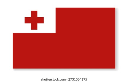 Tonga Nationalflagge im flachen Stil. Vektor, flacher Hintergrund.