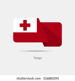 Tonga national flag on a white background with shadow. vector illustration