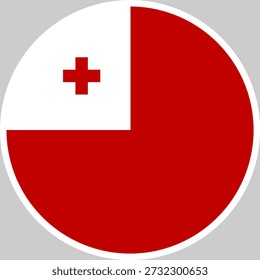 Tonga National Flag Vector Illustration in Circle Shape, High Quality Design