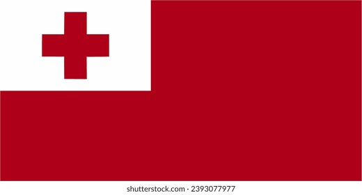 Tonga official flag vector with standard size and proportion. National flag emblem with accurate size and colors.