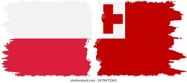 Tonga und Polen Grunge Flaggen Verbindung, Vektorgrafik