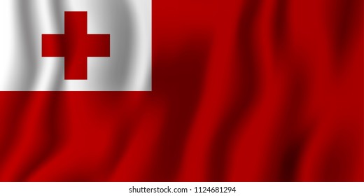 Tonga realistic waving flag vector illustration. National country background symbol. Independence day.