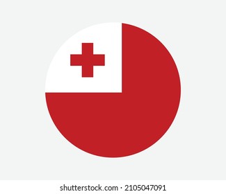 Tonga Round Country Flag. Tongan Circle National Flag. Kingdom of Tonga Circular Shape Button Banner. EPS Vector Illustration. svg