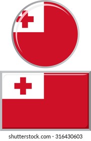 Tonga round and square icon flag. Vector illustration Eps 8.
