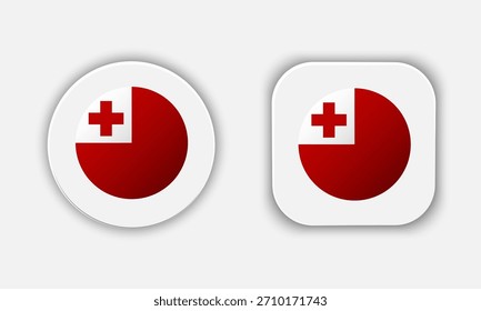 Tonga Rounded National Flag Button Icon