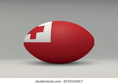 Tonga rugby ball featuring the national flag design on a gray background