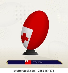 Tonga Rugby Ball on Rugby Kicking Tees with Modern Design. Illustration perfect for sports, national pride, and rugby-related projects.