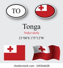 tonga set against gray background, abstract vector art illustration, image contains transparency