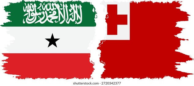 Tonga und Somaliland Grunge Flaggen Verbindung, Vektor