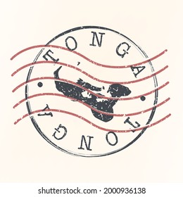 Tonga Stamp Map Postal. Silhouette Seal Roads and Streets. Passport Round Design. Vector Icon. Design Retro Travel National Symbol.