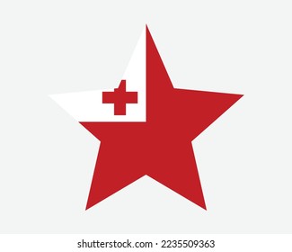 Tonga Star Flag. Tongan Star Shape Flag. Kingdom of Tonga Country National Banner Icon Symbol Vector Flat Artwork Graphic Illustration