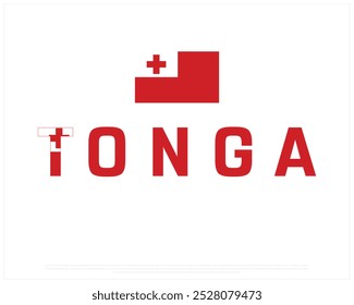 Tonga Typography with National flag on a white background, Editable vector design of Tonga typography with flag, National Day Design, Tonga day design