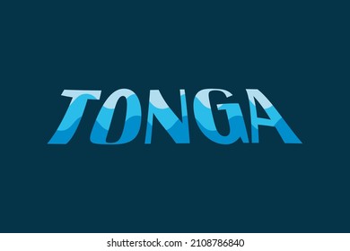 Tonga typography text vector design.  Sea beach wave concept in letters. Tonga text for poster,  banner,  t-shirt design 