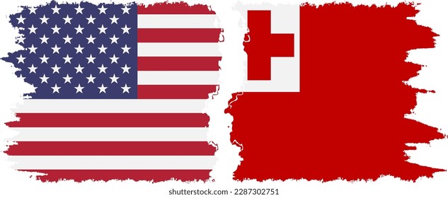 Tonga and USA grunge flags connection, vector svg