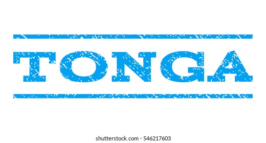 Tonga watermark stamp. Text caption between horizontal parallel lines with grunge design style. Rubber seal stamp with dust texture. Vector blue color ink imprint on a white background.