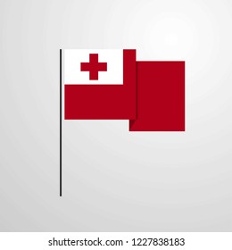 Tonga waving Flag design vector