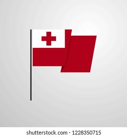 Tonga waving Flag design vector
