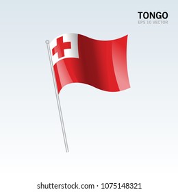 Tonga waving flag isolated on gray background