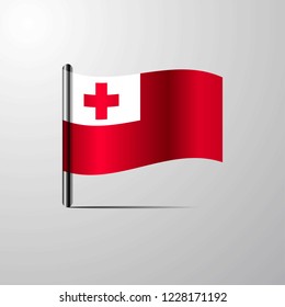Tonga waving Shiny Flag design vector