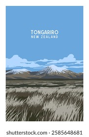 Tongariro National Park illustration, New Zealand