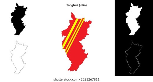 Tonghua blank outline map set
