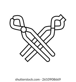 tongs blacksmith line icon vector. tongs blacksmith sign. isolated contour symbol black illustration