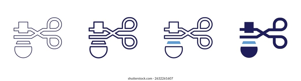 Tongs icon in 4 different styles. Thin Line, Line, Bold Line, Duotone. Duotone style. Editable stroke.