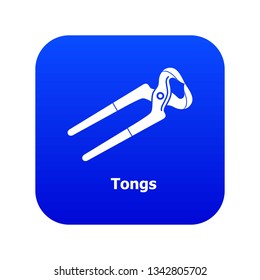 Tongs icon blue vector isolated on white background