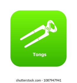 Tongs icon green vector isolated on white background