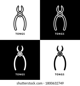 Tongs Icon Logo Line and Flat Solid. Tweezers Repair Tool Construction Symbol Vector Glyph Design