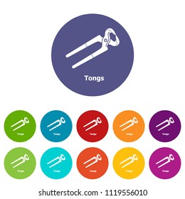 Tongs icons color set vector for any web design on white background