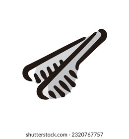 Tongs - Kitchen tool icon (Hand-drawn line, colored version)